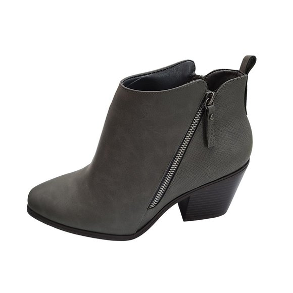 Gray Ankle Boots with Zipper Detail - Picture 5 of 8